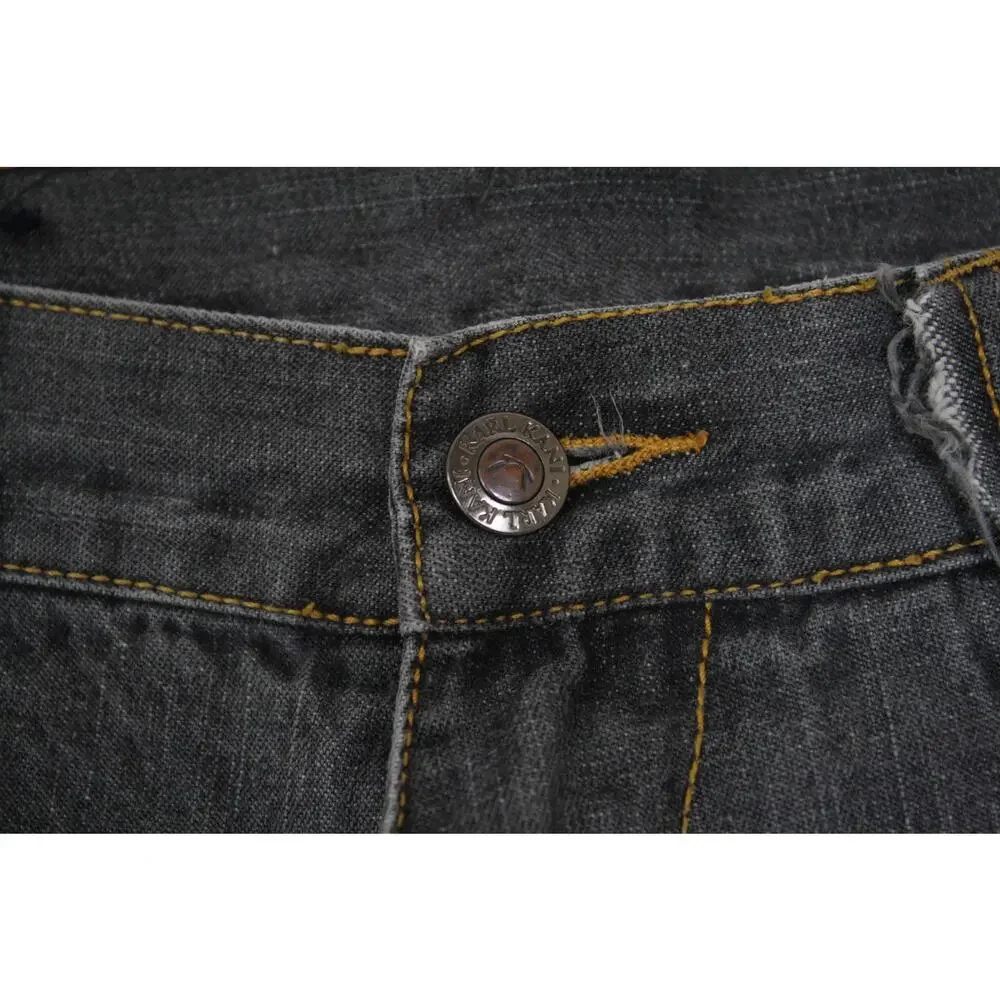 Vintage Karl Kani Mens 38 Gray Baggy Denim Shorts Y2K Hip Hop Skater